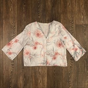 Blue night top blouse with flowers print